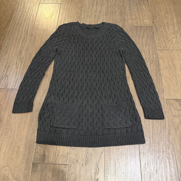 JEANNE PIERRE Dresses & Skirts - Jeanne Pierre Women's Charcoal‎ Gray Cable Knit Sweater Dress Pockets Size M